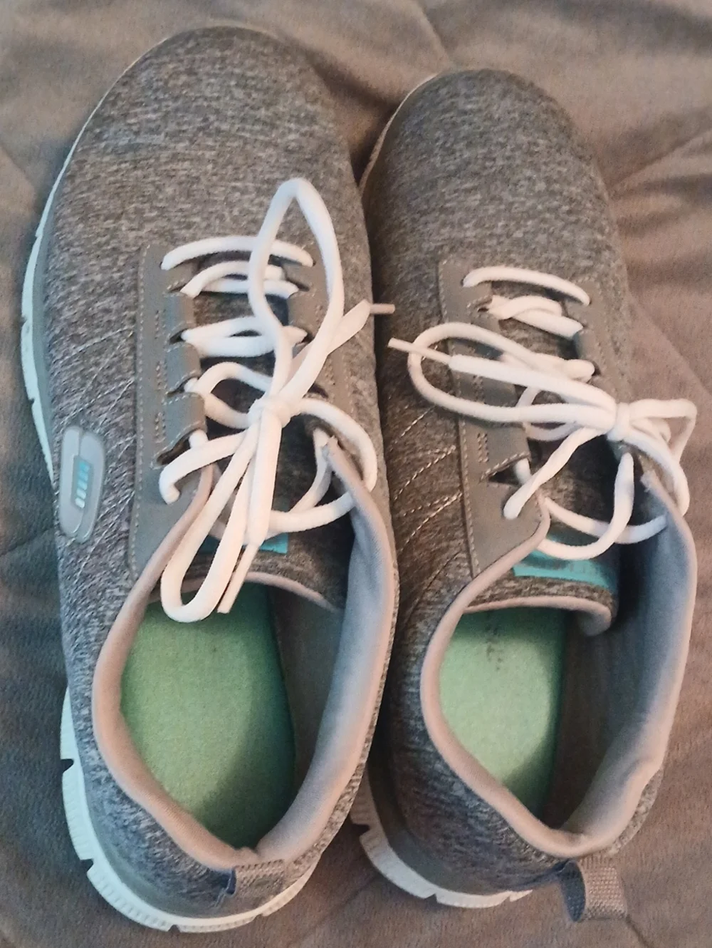Skechers Gray Athletic Sneakers with White Laces
